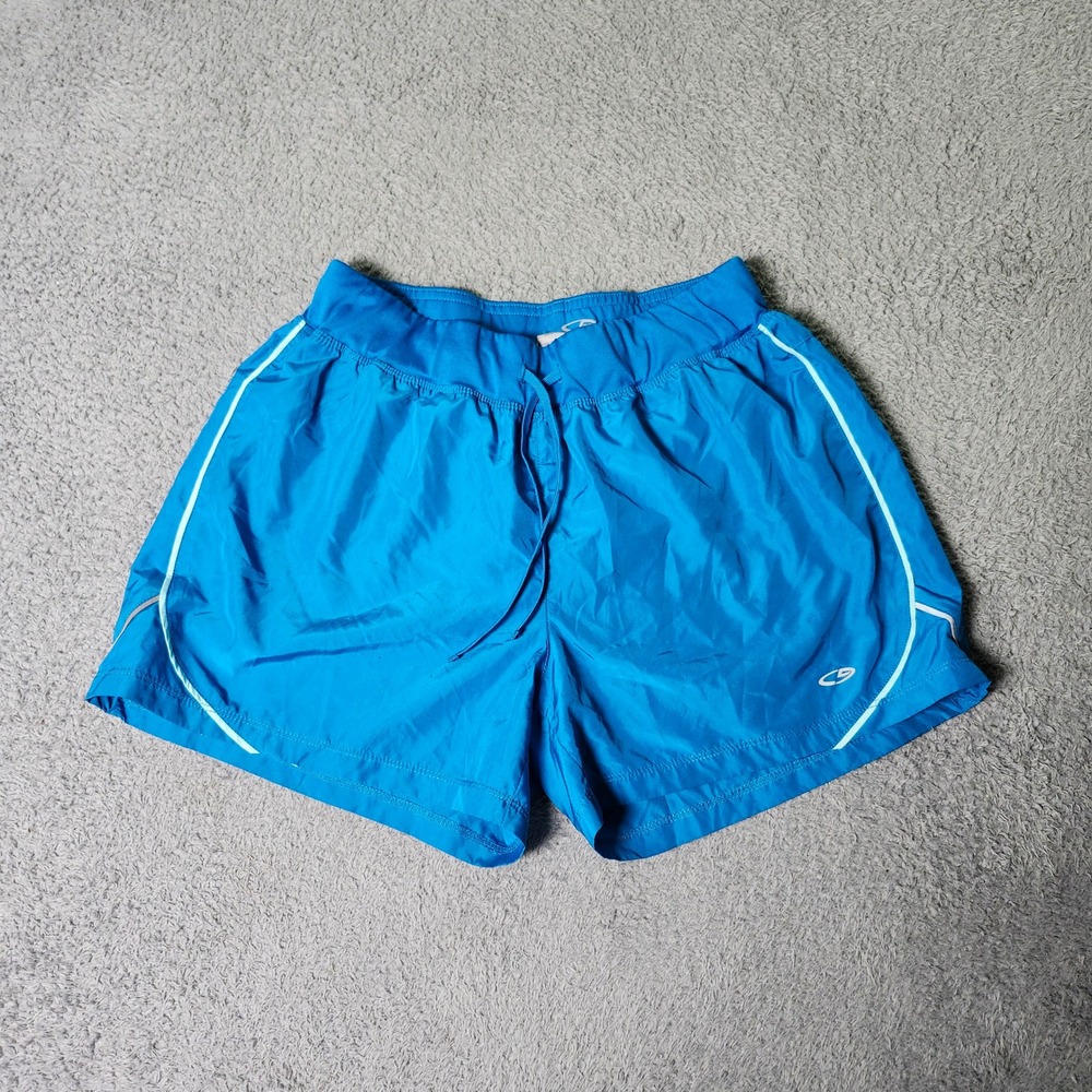 C9 by Champion Womens M Running Shorts Blue Reflective Piping Drawstring Active